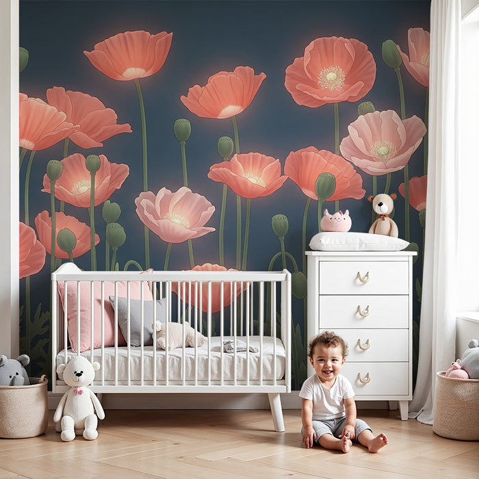 Papier de parede quarto bebê | Jemné makové pole