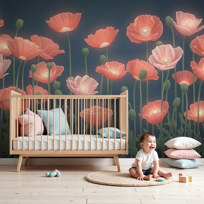 Papier de parede izba pre bábätko | Delikátna mákove pole
