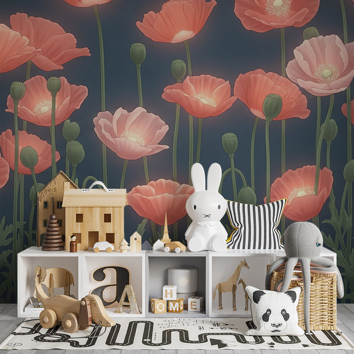 Papier de parede izba pre bábätko | Delikátna mákove pole