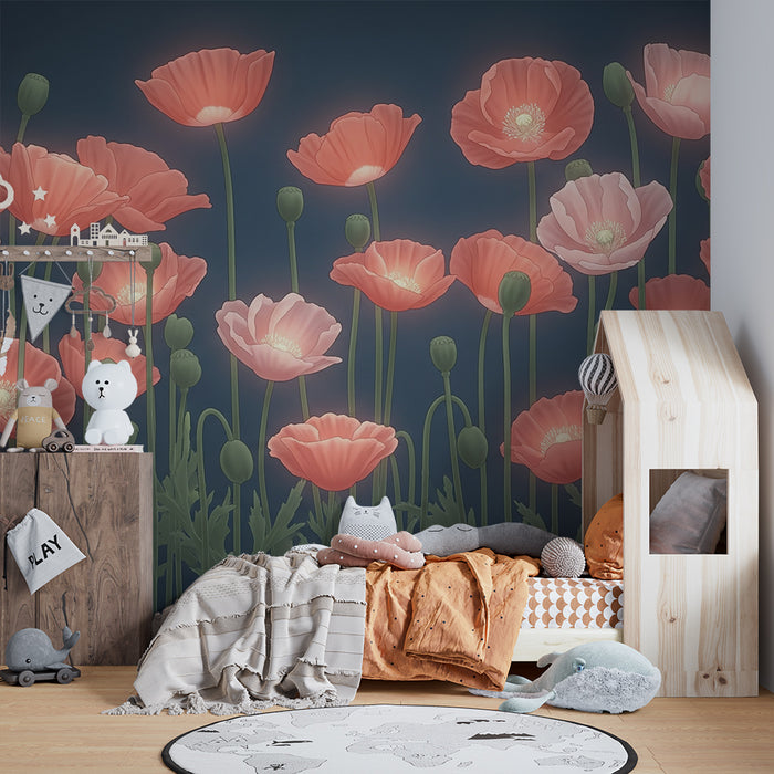 Papier de parede izba pre bábätko | Delikátna mákove pole