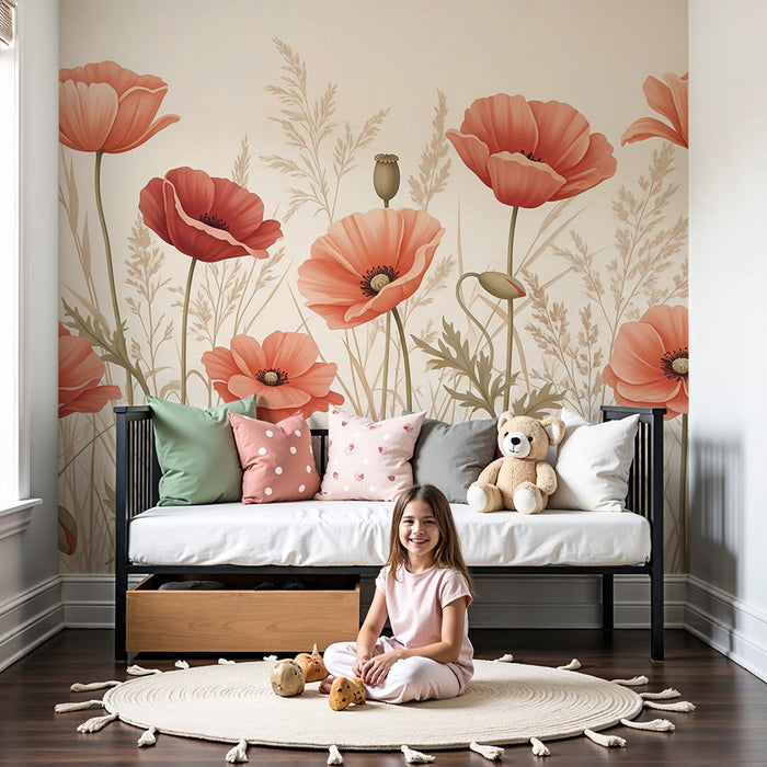 Papier de parede pre detskú izbu | Jemné a upokojujúce makové polia