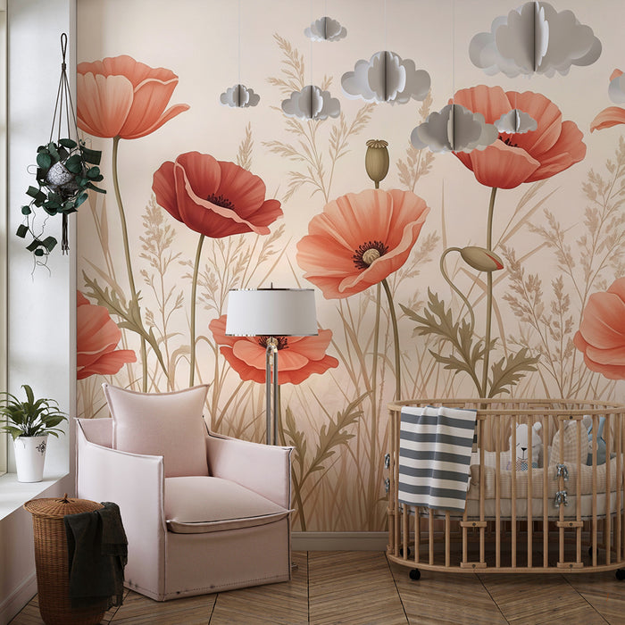 Papier de parede pre detskú izbu | Jemné a upokojujúce makové polia
