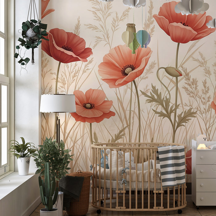 Papier de parede pre detskú izbu | Jemné a upokojujúce makové polia