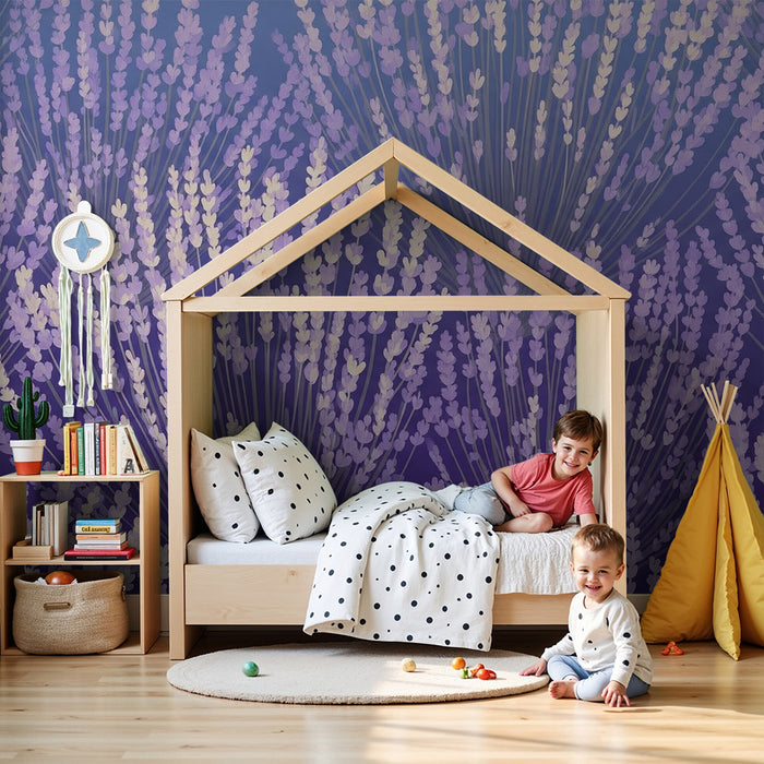 Papel de parede quarto bebê | Campos de lavanda
