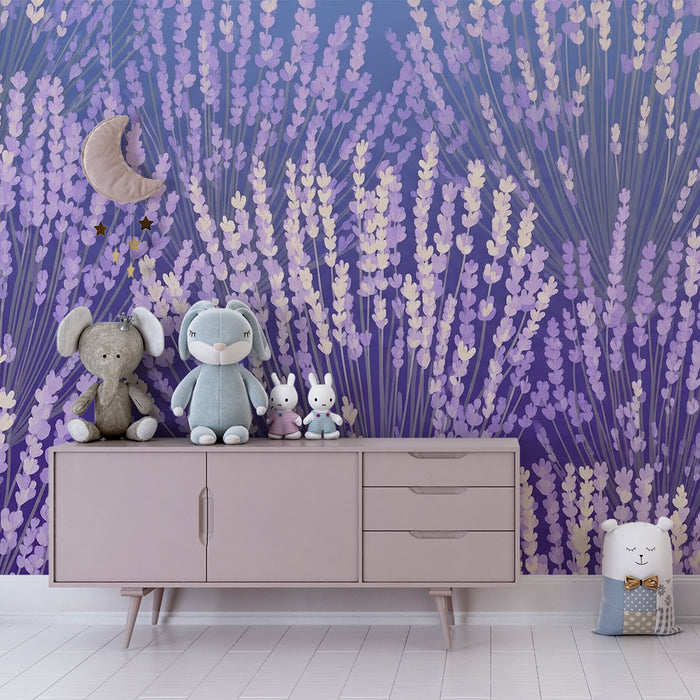 Papel de parede quarto bebê | Campos de lavanda