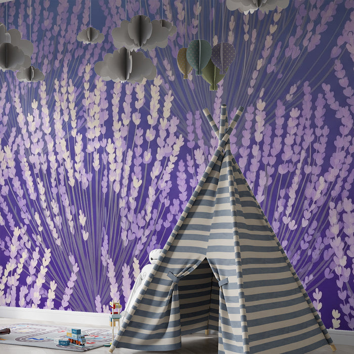 Papel de parede quarto bebê | Campos de lavanda