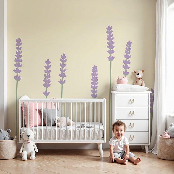 Papel de parede quarto bebê | Campos de lavanda tranquilizantes