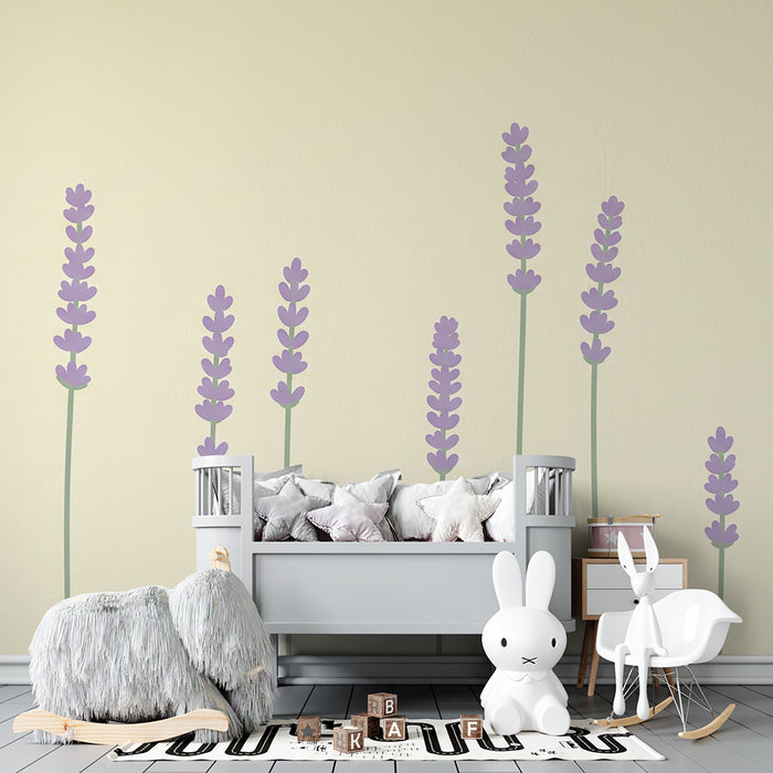 Papel de parede quarto bebê | Campos de lavanda tranquilizantes