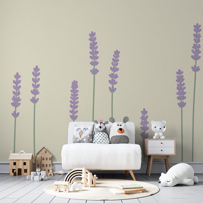 Papel de parede quarto bebê | Campos de lavanda tranquilizantes