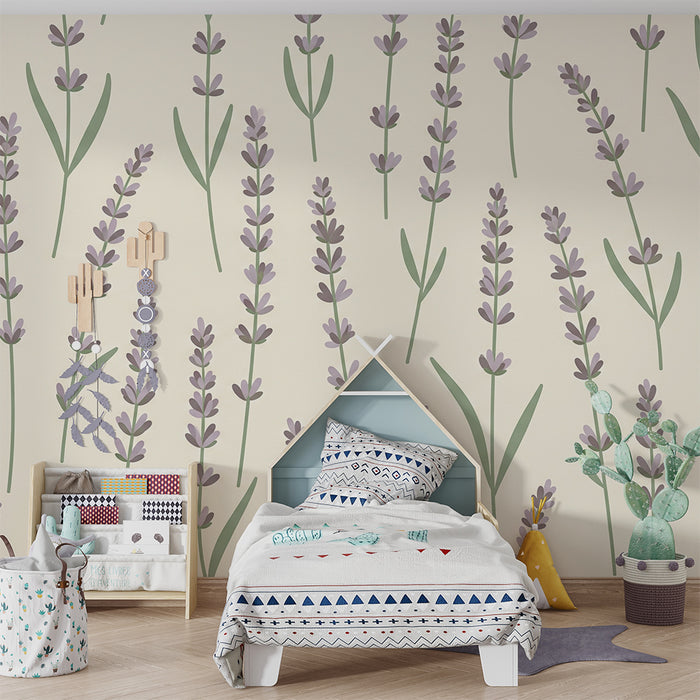 Papier de parede do quarto do bebê | Campos de lavanda bicolores calmantes