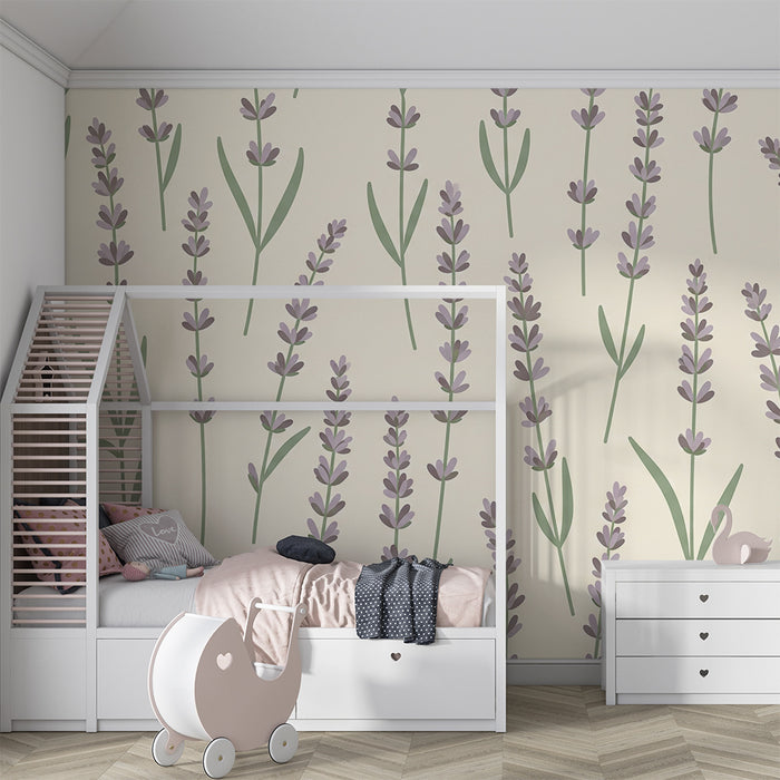 Papier de parede do quarto do bebê | Campos de lavanda bicolores calmantes