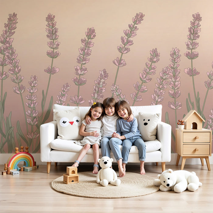 Nursery room wallpaper | Soft Lavender Fields