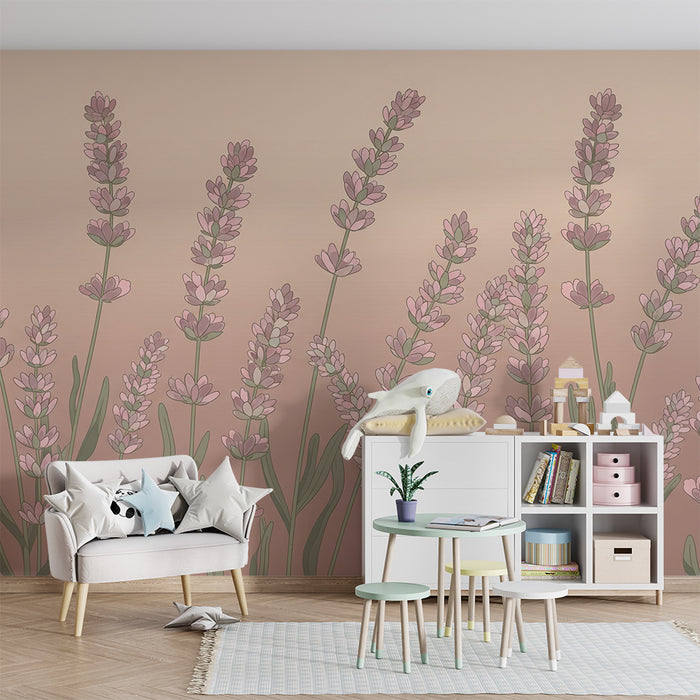Nursery room wallpaper | Soft Lavender Fields