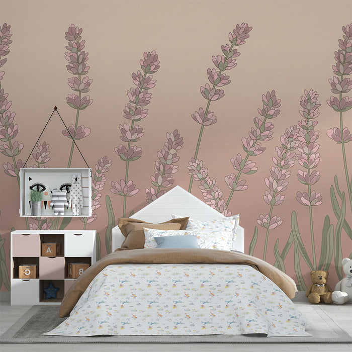 Nursery room wallpaper | Soft Lavender Fields