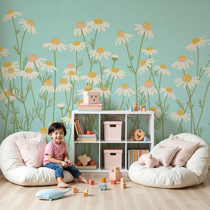 Papier de parede izby pre bábätko | Pole s poháňkami v kvete