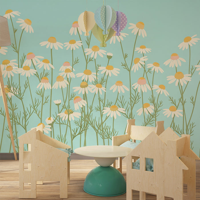 Papier de parede izby pre bábätko | Pole s poháňkami v kvete