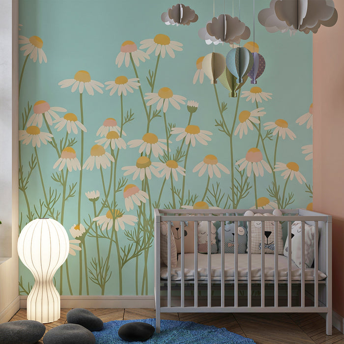 Papier de parede izby pre bábätko | Pole s poháňkami v kvete