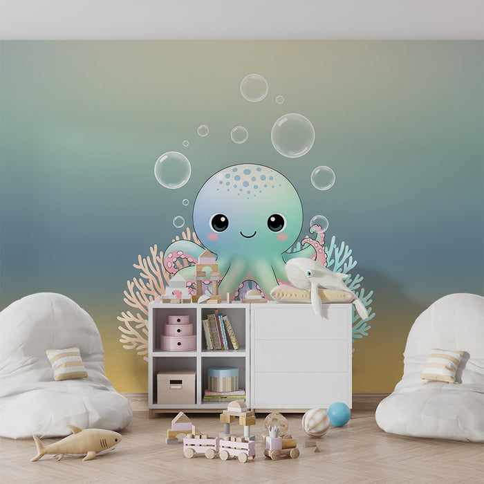Barntapet | Charmant poulpe et corail coloré sous l'eau