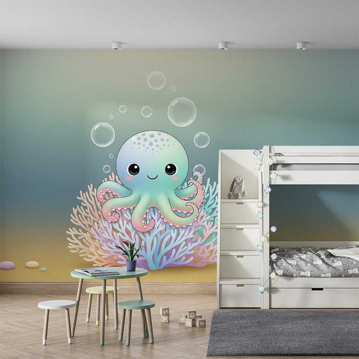 Barntapet | Charmant poulpe et corail coloré sous l'eau