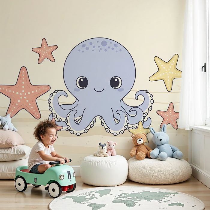 Barntapet | Charmig bläckfisk och sjöstjärnor i en mild havsmiljö