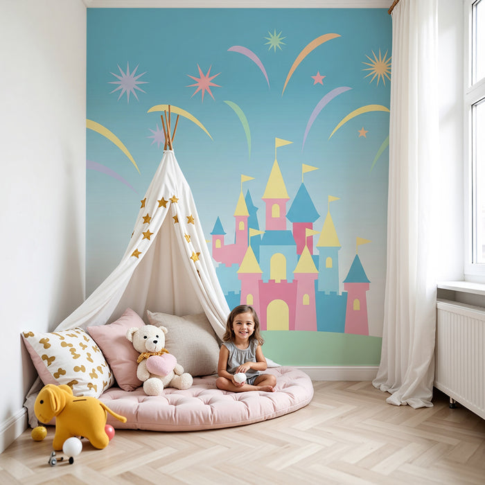 Papier de parede izba pre bábätko | Rozprávkový zámok s farebnými ohňostrojmi