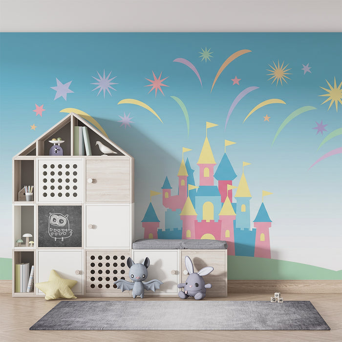 Papier de parede izba pre bábätko | Rozprávkový zámok s farebnými ohňostrojmi