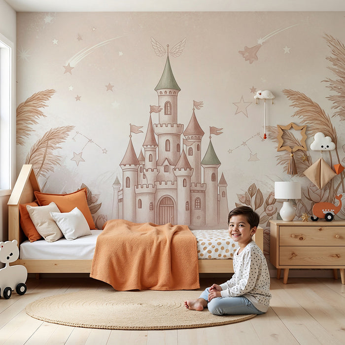 Lastenhuoneen tapetti | Satulinna ympäröi herkkiä ruusuja