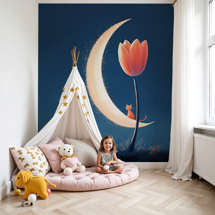 Paberituba beebi | Unistav kass kuu ja lille all