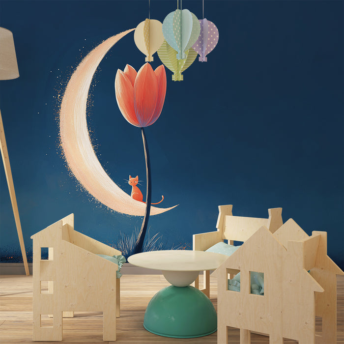 Paberituba beebi | Unistav kass kuu ja lille all