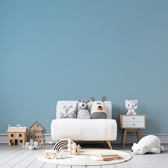 Babykamer behang | Rustgevende lichtblauwe lucht met twinkelende sterren