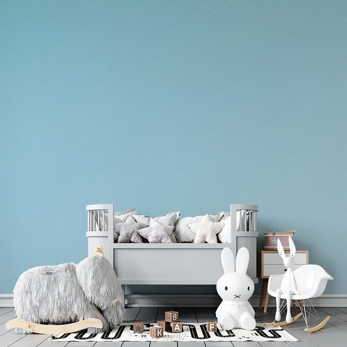 Babykamer behang | Rustgevende lichtblauwe lucht met twinkelende sterren