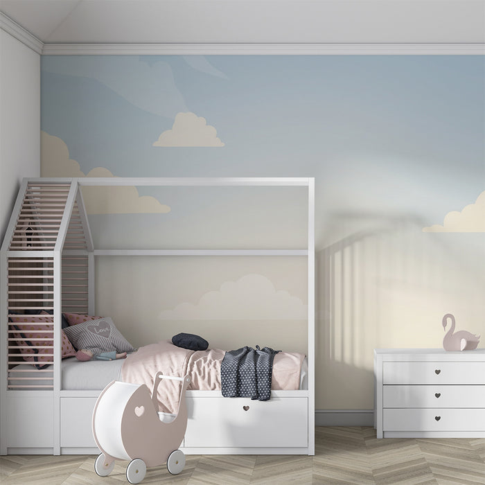 Papel de parede para quarto de bebé | Céu suave com nuvens fofas