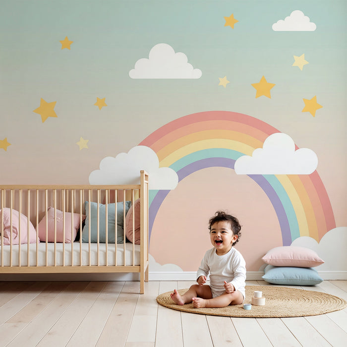 Barntapet | Stjärnhimmel och mjuk regnbåge