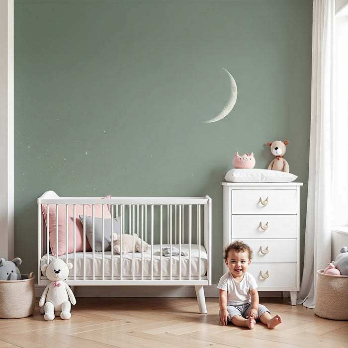 Babyzimmer Tapete | Sternenhimmel und sanfter Mond