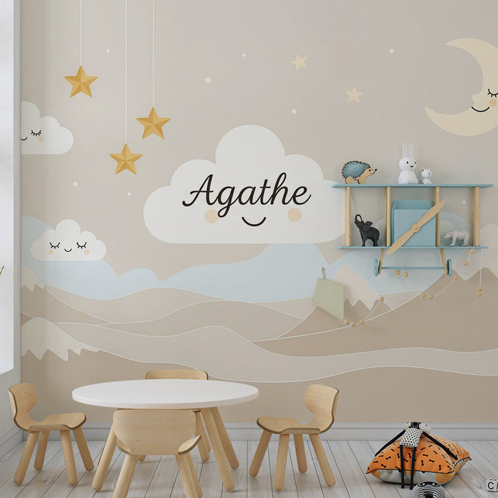 Barntapet | Stjärnhimmel och mjuka berg med Agathe moln