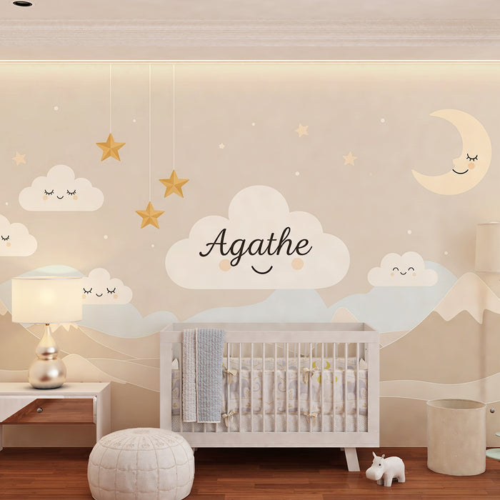 Barntapet | Stjärnhimmel och mjuka berg med Agathe moln