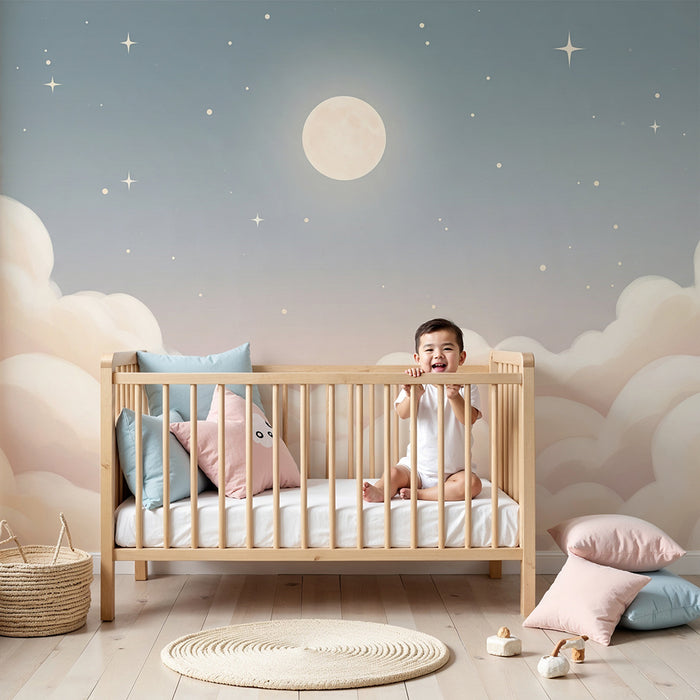Barntapet | Stjärnhimmel och mjuka moln för en lugnande atmosfär