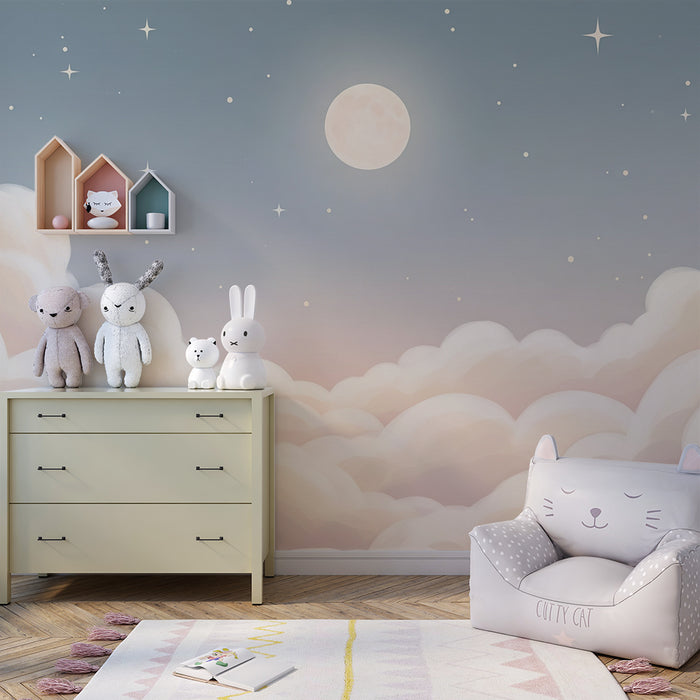 Barntapet | Stjärnhimmel och mjuka moln för en lugnande atmosfär