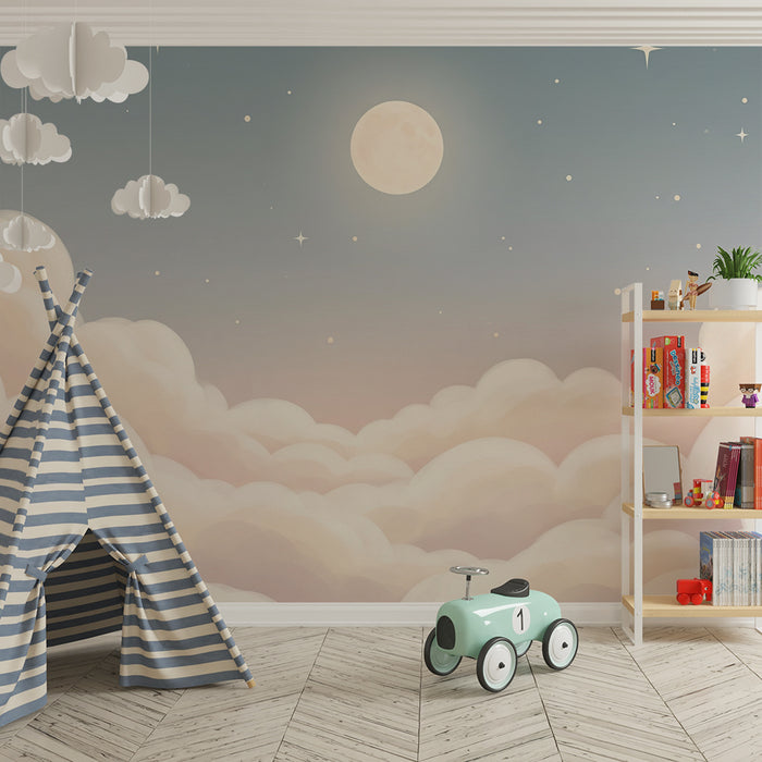 Barntapet | Stjärnhimmel och mjuka moln för en lugnande atmosfär