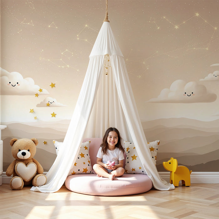 Paberi tapeet beebi tuba | Tähtede ja lõbusate pilvede taustapilt