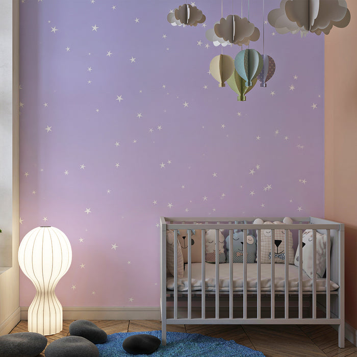 Babyzimmer Tapete | Pastellfarbener Sternenhimmel mit glitzernden Sternen