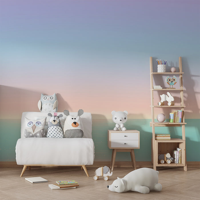 Papier peint chambre bébé | Ciel pastel et mer scintillante