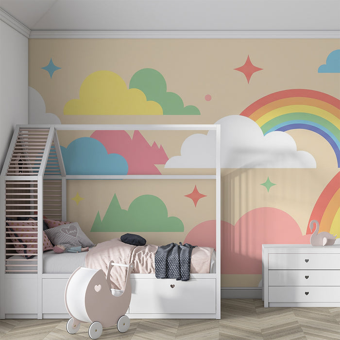 Χαρούμενα ουράνια με τόξα-ειρικέλλια και απαλά σύννεφα