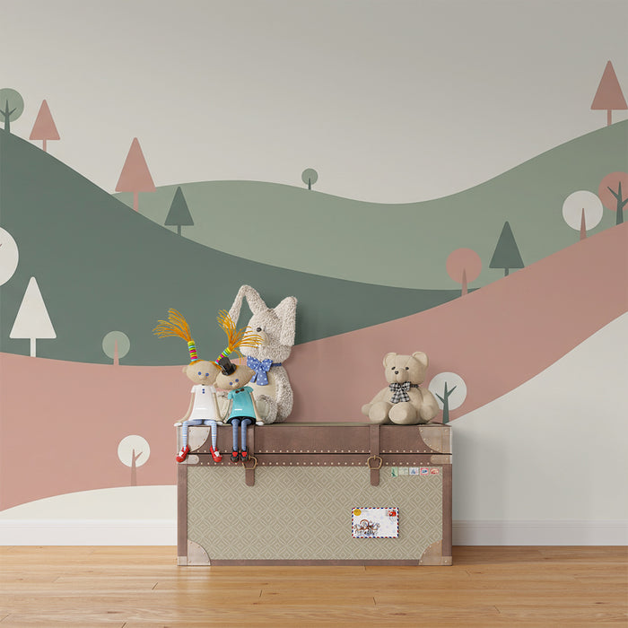 Babyzimmer Tapete | Hügel und Bäume