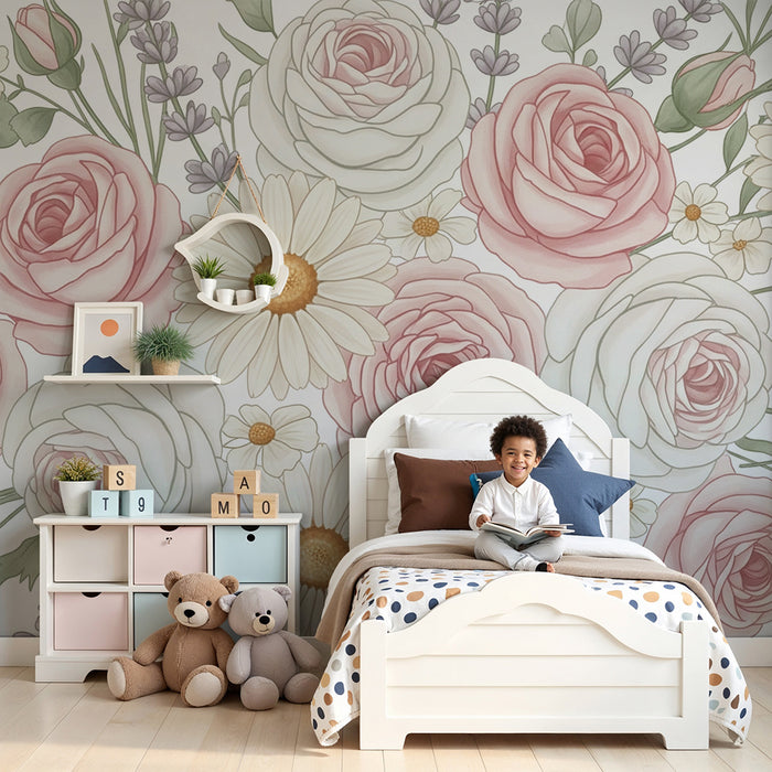 Tapete za bebe sobu | Cvjetni pastelni uzorak