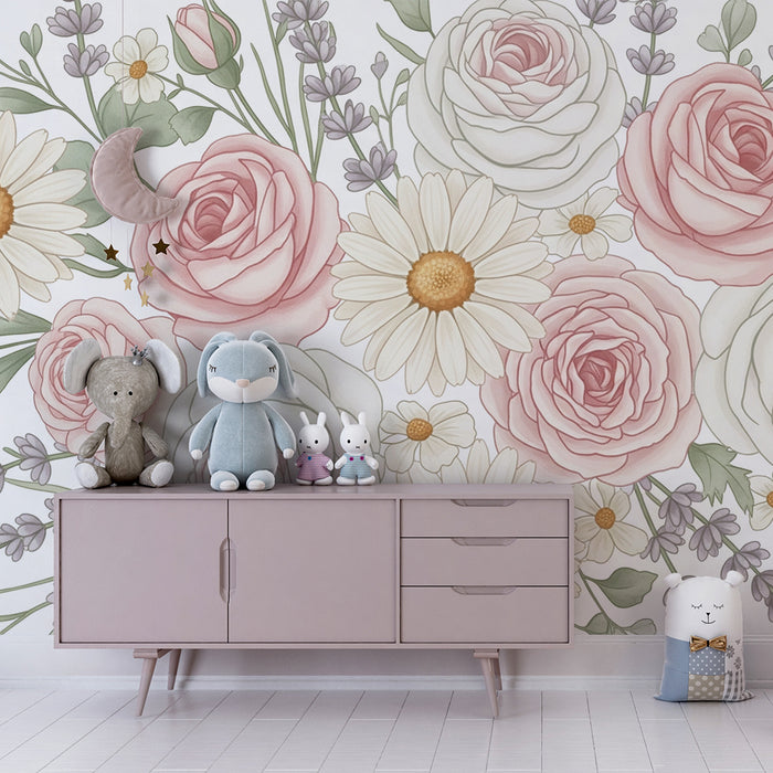 Tapete za bebe sobu | Cvjetni pastelni uzorak