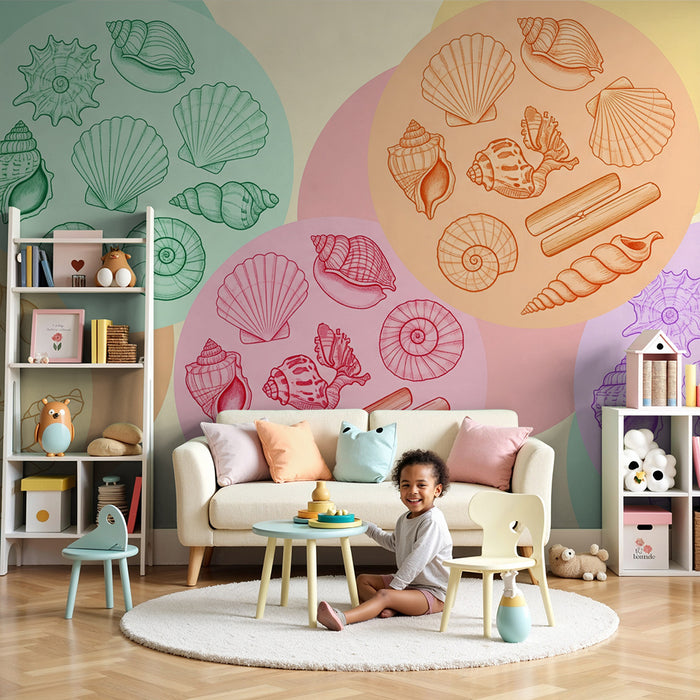 Nursery Wallpaper | Colorful Shells and Delicate Sea Motifs