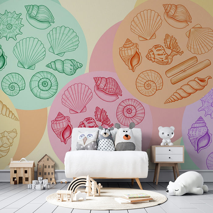 Nursery Wallpaper | Colorful Shells and Delicate Sea Motifs