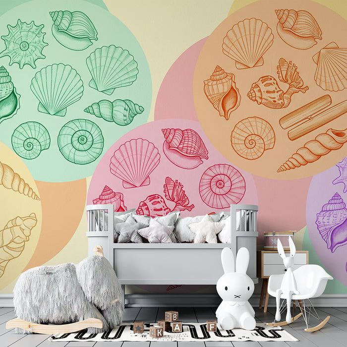Nursery Wallpaper | Colorful Shells and Delicate Sea Motifs
