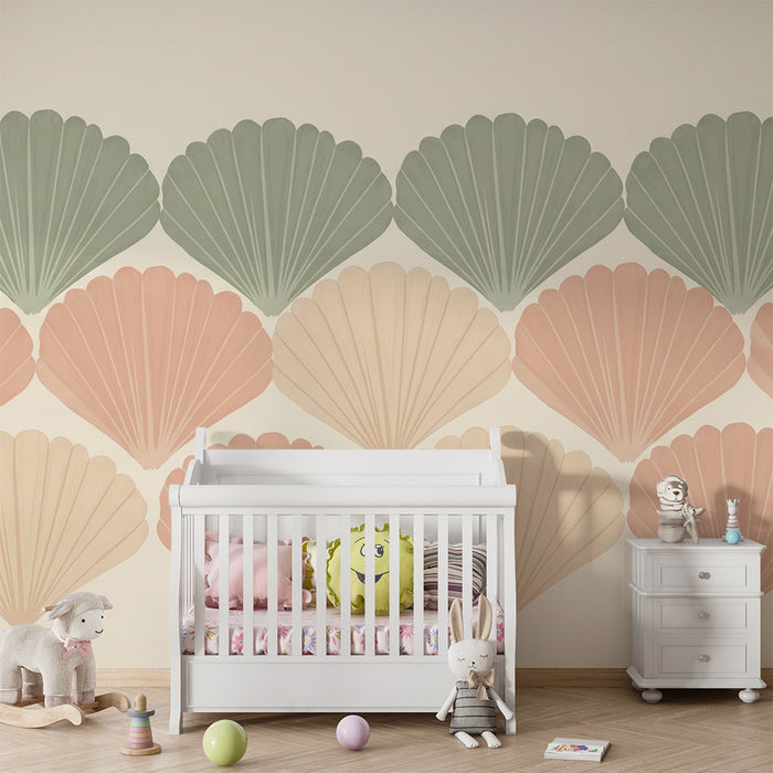 Barntapet | Delikata snäckor i pastellfärger på mjuk bakgrund